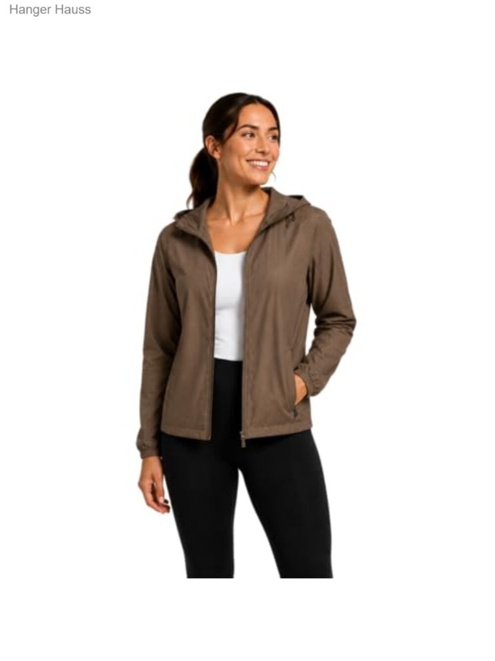 Women's Lightweight Windbreaker Jacket with Hood, Water-Resistant Full Zip